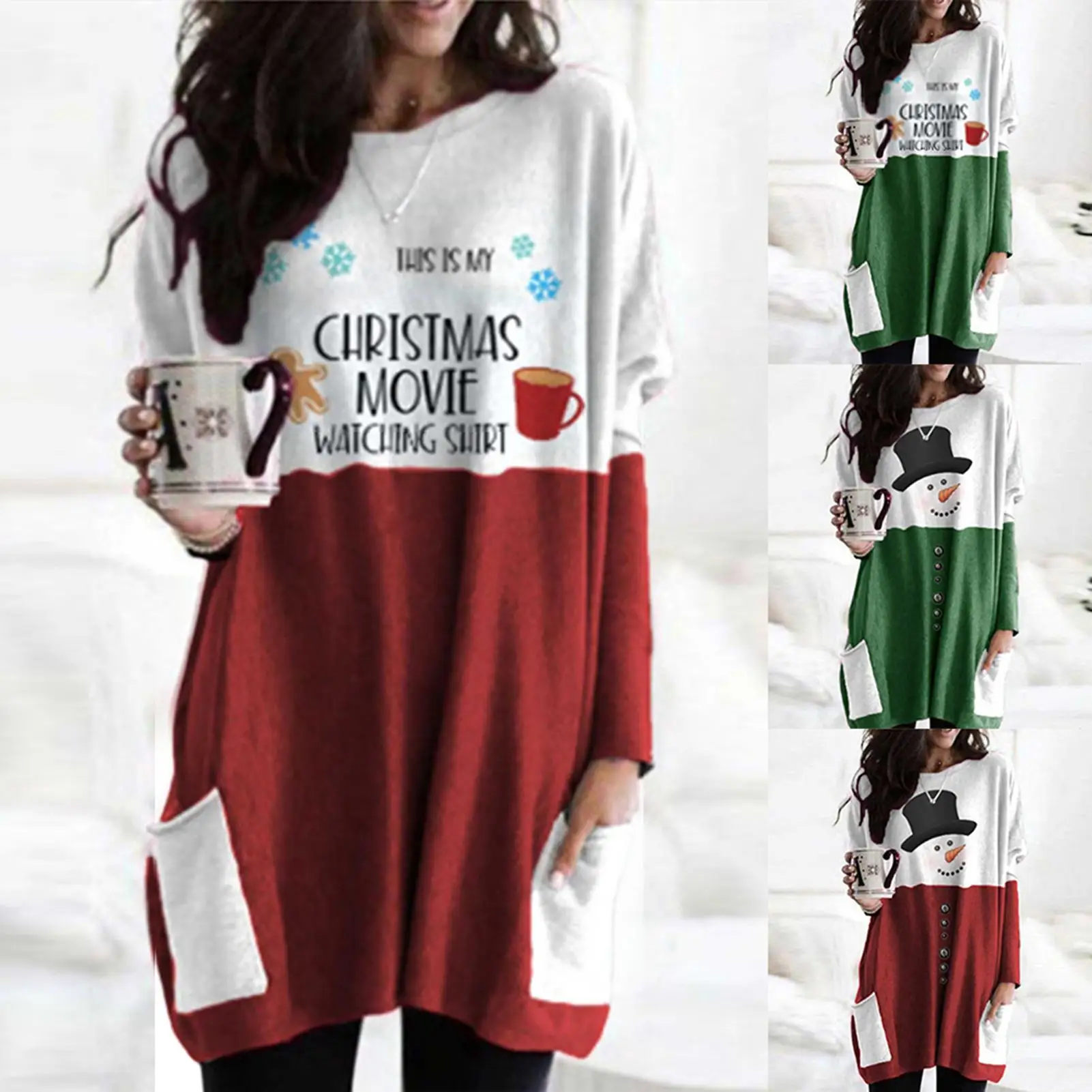 

Christmas Cute Shirt Women Printed Snowman Tops Female Blouses Christmas Clothes Shirt ђбака енская